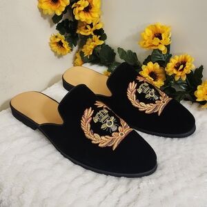 Black Embroidered Men's Loafers
